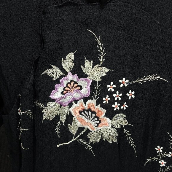 1930's Black Wool Flower Embroidered Sheath - Picture 2 of 9